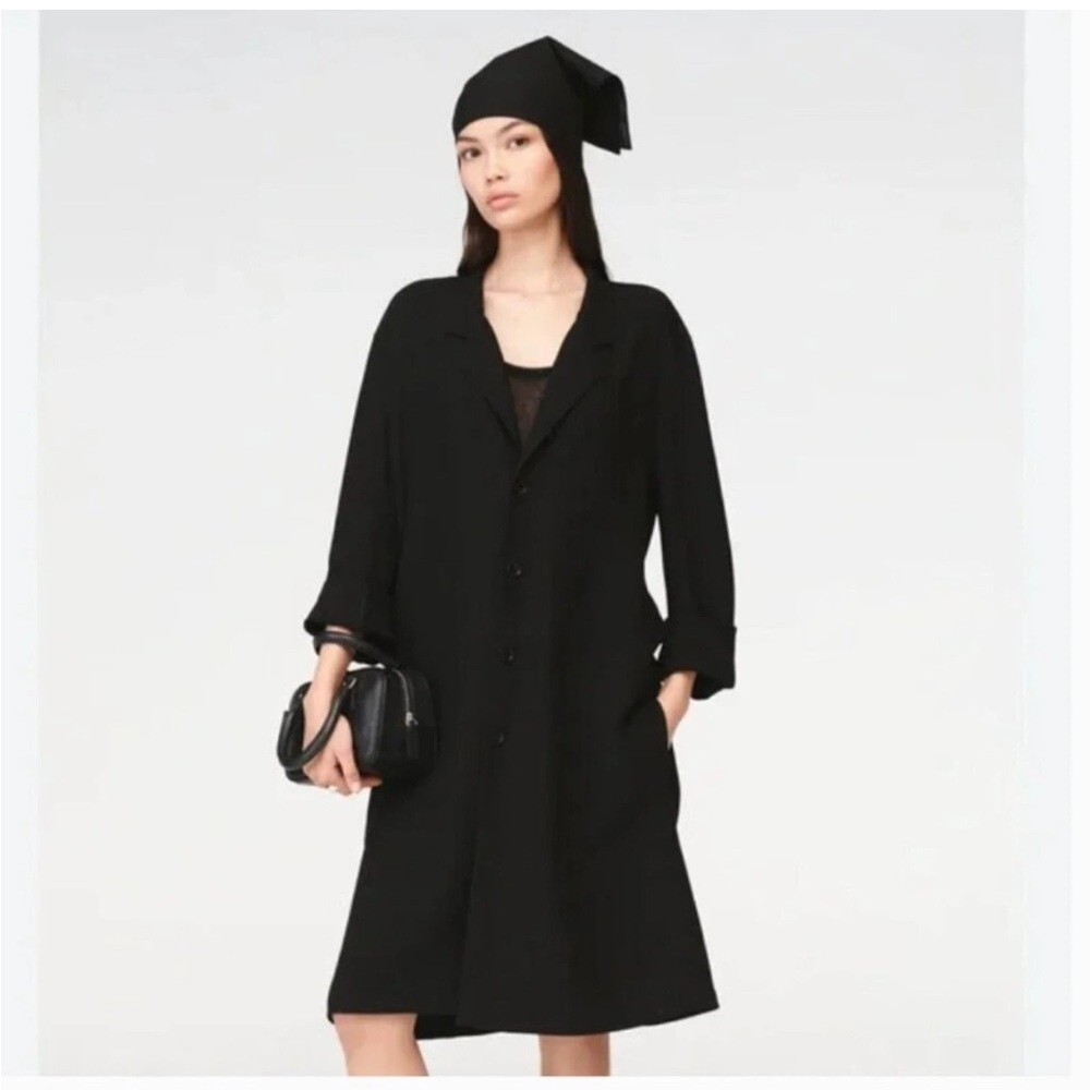 ZARA STEVEN MEISEL Shirt Dress Lightweight Coat Trench Jacket Black Size XS NWT